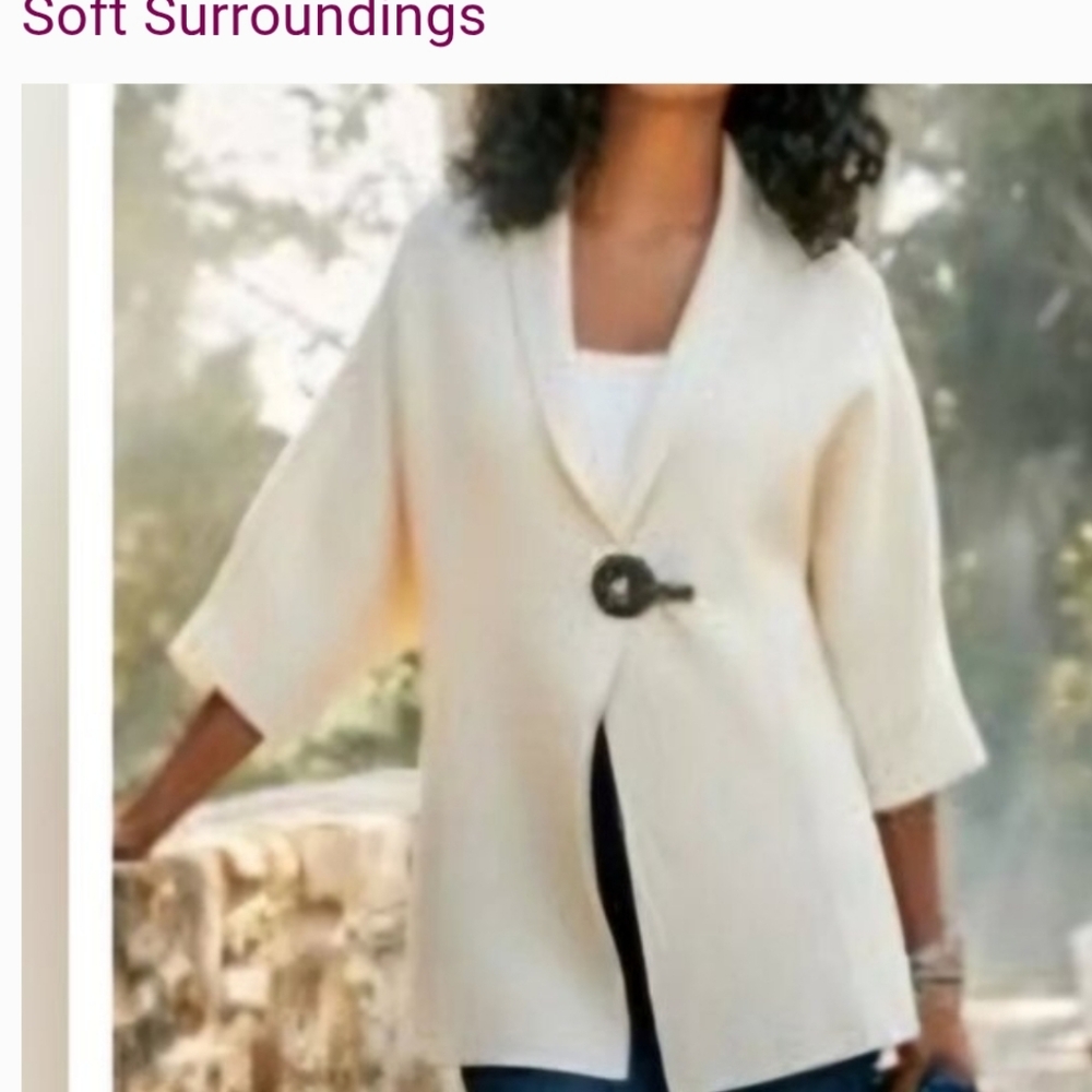 Soft Surroundings Women's Ivory Cardigan with Button Detail XS